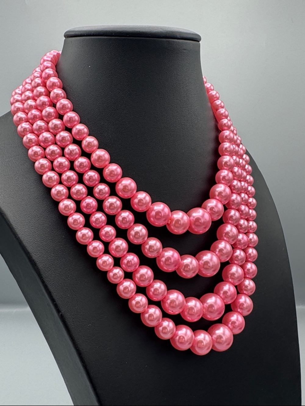 Multi-Strand  Pink Pearl Necklace - Picture 2 of 6